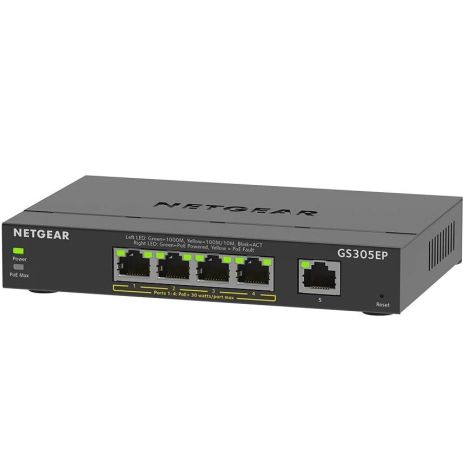 Мережевий комутатор NETGEAR GS305EP, 4xGE PoE+(63Вт), 1xGE, керований