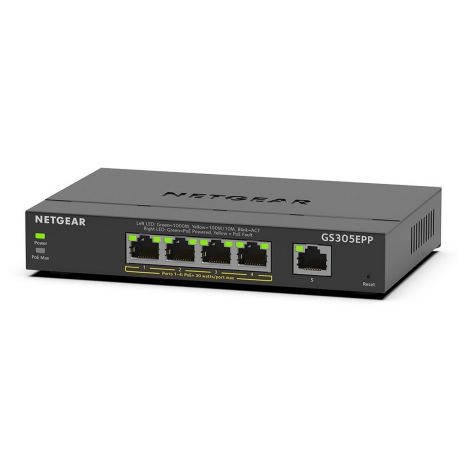 Керований комутатор NETGEAR GS305EPP, 4xGE PoE+ (120Вт), 1xGE