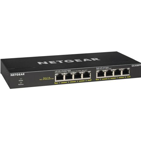 Некерований комутатор NETGEAR GS308PP, 8xGE PoE+ (83Вт), FlexPoE
