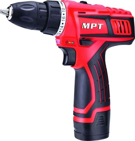 Акумуляторний дриль-шуруповерт 12V Li-ion 1.5 А·год, 2 швидкості 0-400/1450 об/хв 10 мм із 2 АКБ кейсом MASTERTOOL MCDT1226.B2