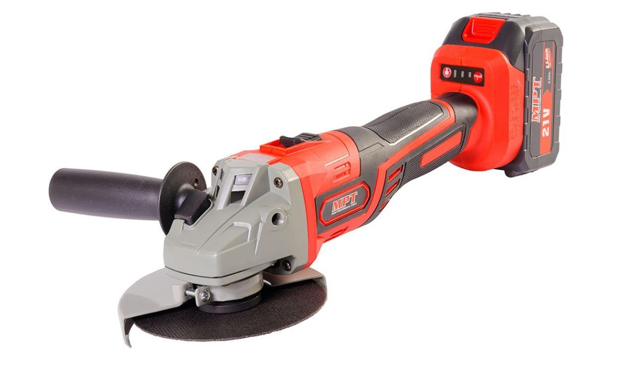 Машина кутошліфувальна акумуляторна 100 мм 21V Li-ion 2 АКБ 4 А·год 2 скорий пластиковий кейс MASTERTOOL Машина кутошліфувальна акумуляторна 100 мм 21V Li-ion 2 АКБ 4 А·год 2 скорий пластиковий кейс MASTERTOOL