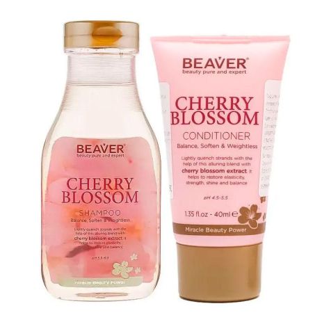 Подарочный набор шампуня и кондиционера Beaver Cherry Blossom с экстрактом сакуры, 60 мл + 40 мл