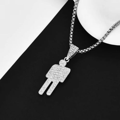 Кулон человек с наклоненной головой человечек подвеска с кристаллами стразами