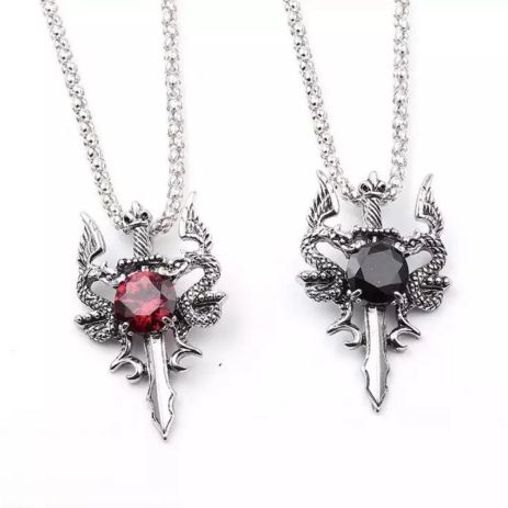 Кулон меч дракона з крилами і червоним чорним кристалами з драконом мечем підвіска амулет Кулон меч дракона з крилами і червоним чорним кристалами з драконом мечем підвіска амулет