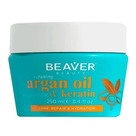 Відновлююча маска Beaver Argan Oil & keratin Hair Mask для пошкодженого волосся з аргановою олією, 250 мл Відновлююча маска Beaver Argan Oil & keratin Hair Mask для пошкодженого волосся з аргановою олією, 250 мл