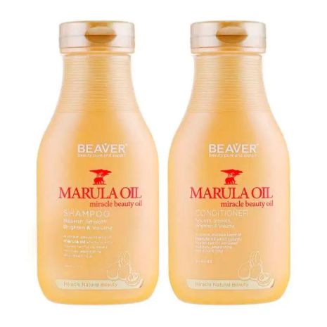 Питательный набор Beaver Marula Oil шампунь и кондиционер для сухих и поврежденных волос, 2х350 мл