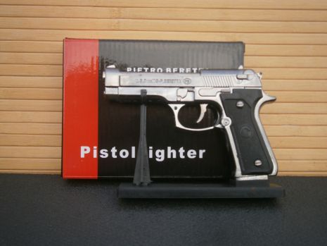 Пистолетная зажигалка Mini Beretta M9 "Беретта" турбогазовая металлическая 15 см Х 9,5 см.
