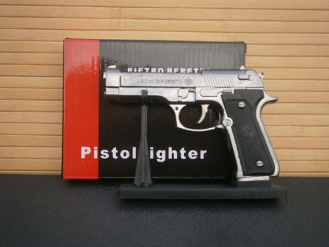 Пистолетная зажигалка Mini Beretta M9 "Беретта" турбогазовая металлическая 15 см Х 9,5 см.
