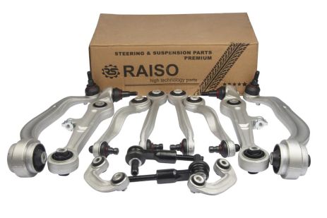 Комплект передних рычагов подвески для Audi A4 B6, B7 01-(конус 16мм, тонк. палец), RAISO (RL8E0498KIT)