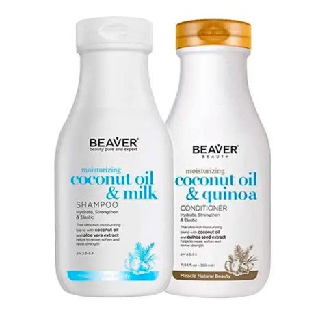 Розгладжуючий набір Beaver Coconut Oil & Milk шампунь та кондиціонер для сухого і неслухняного волосся, 2х350 мл Розгладжуючий набір Beaver Coconut Oil & Milk шампунь та кондиціонер для сухого і неслухняного волосся, 2х350 мл