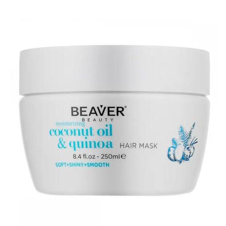 Зволожуюча маска Beaver Coconut Oil & Quinoa Mask для сухого і пористого волосся з кокосовою олією 250 мл