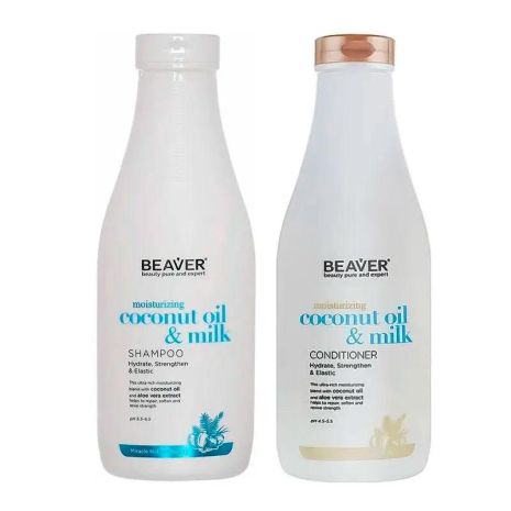 Розгладжуючий набір Beaver Coconut Oil & Milk шампунь та кондиціонер для сухого і неслухняного волосся, 2х730 мл Розгладжуючий набір Beaver Coconut Oil & Milk шампунь та кондиціонер для сухого і неслухняного волосся, 2х730 мл