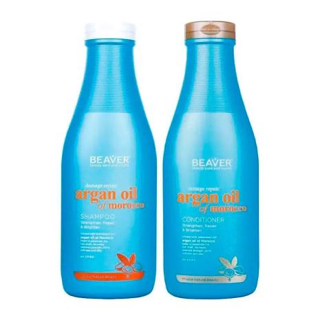 Відновлюючий набір Beaver Argan Oil & Keratin шампунь та кондиціонер для пошкодженого волосся з аргановою олією, 2х730 мл