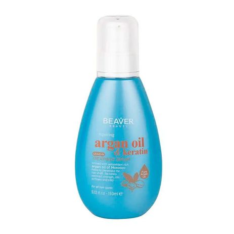 Несмываемая сыворотка Beaver Argan Oil & keratin Leave-in Treatment Serum для сухих поврежденных волос, 150 мл