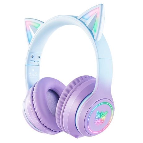 Накладні навушники ONIKUMA Bluetooth Gaming CAT with LED B90, 800mAh, BT5.0, AUX, 800mAh, 15h, purple Накладні навушники ONIKUMA Bluetooth Gaming CAT with LED B90, 800mAh, BT5.0, AUX, 800mAh, 15h, purple