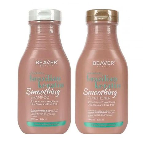 Набір з кератином Beaver Brazilian Keratin Smoothing шампунь та кондиціонер для еластичності волосся, 2х350 мл