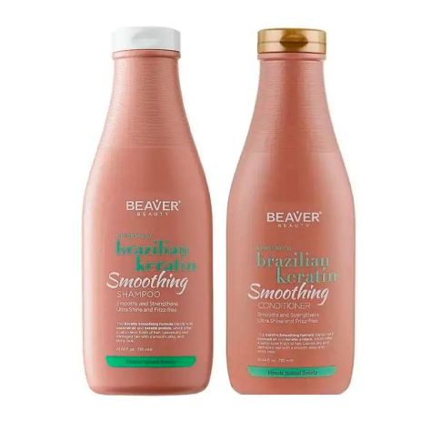 Набір з кератином Beaver Brazilian Keratin Smoothing шампунь та кондиціонер для еластичності волосся, 2х730 мл
