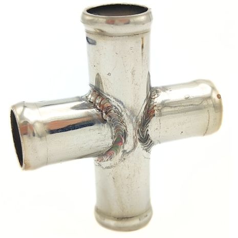 Разветвитель тосольный из нержавейки (20x20x20x20 мм) под углом 90 градусов, ACS (Т20202020Х90)