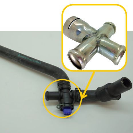 Тройник охлаждения 7D0121156J VW из нержавейки - ПОЖИЗНЕННАЯ ГАРАНТИЯ, ACS (Р254)