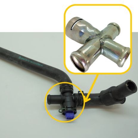 Тройник охлаждения 7D0121156J VW из нержавейки - ПОЖИЗНЕННАЯ ГАРАНТИЯ, ACS (Р254)