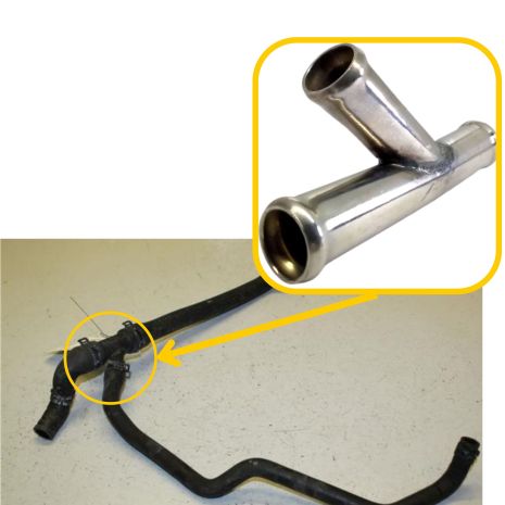 Трійник охолодження 94810646100 Audi, Porsche, Seat, VW з нержавійки - ДОВІЧНА ГАРАНТІЯ, ACS (Р377)