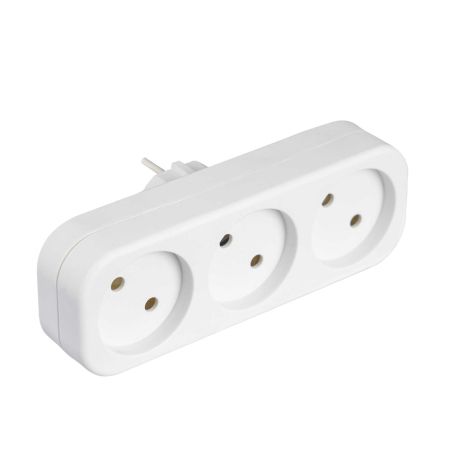 Мережевий розгалужувач 3-містний без заземлення прямий білий ТW-1003