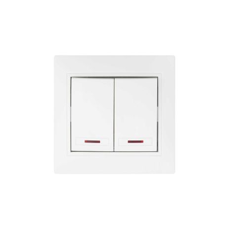 Вимикач 2-клавішний з підсвіткою білий Valeso BW-2002 Вимикач 2-клавішний з підсвіткою білий Valeso BW-2002