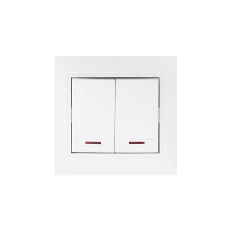 Вимикач 2-клавішний з підсвіткою білий Valeso BW-2002