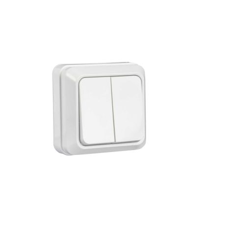 Вимикач 2-клавішний накладний білий Valeso BW-1002 Вимикач 2-клавішний накладний білий Valeso BW-1002