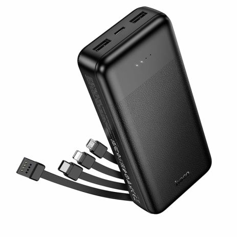 Повербанк Hoco J163A, 20000mAh, 10W + кабелі 4в1 USB-А, Lightning, Type-C, MicroUSB, black