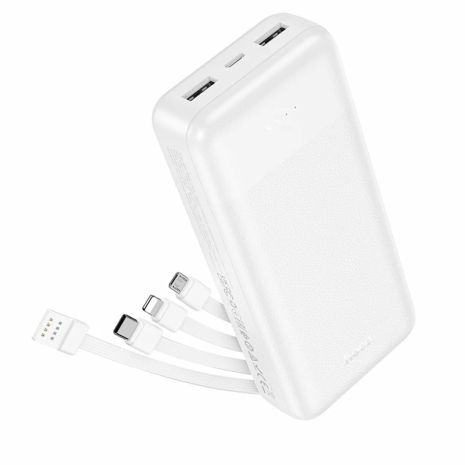 Повербанк Hoco J163A 20000mAh + кабеля 4в1 USB-А/ Lightning/ Type-C/ MicroUSB white