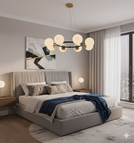 Люстра подвесная молекула 74542/8 CP+Matte Black на 8 плафонов