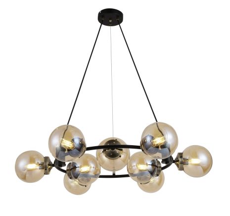Люстра підвісна 74405/9 Antique Brass + Matte black на 9 плафонів