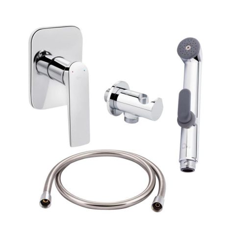 Комплект для біде Vlasta Chrome: Змішувач QTVLA6228102NC + Під'єднання QTCRMBH030 + Лійка + QTCRMA021 Шланг