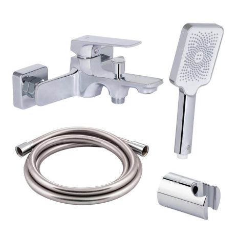 Комплект для ванни Matice Chrome: Змішувач 3063103C + Лійка QTRUC125CRM45777 + Шланг + QTHADPVC200C Тримач