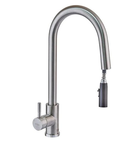 Змішувач для кухні з витяжною лійкою з нержавіючої стали MiX LUX-014 Hidden