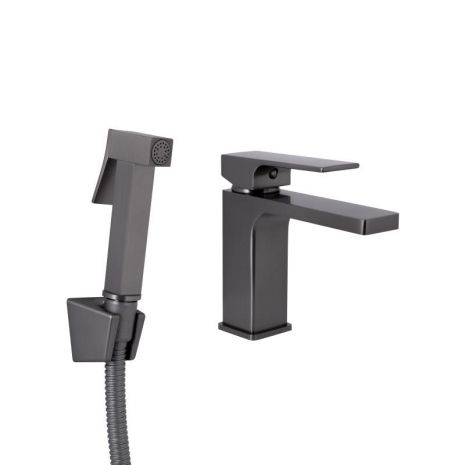 Смеситель для раковины Qtap Gemini (с гигиеническим душем) QTGEM272GMB45692 Gunmetal Black PVD