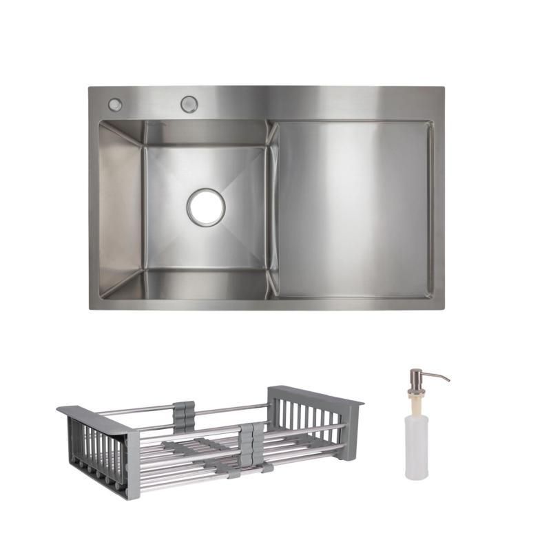 Комплект Lidz Handmade H7849R Мийка для кухні інтегрована крило праворуч Brushed у комплекті з дозатором + Комплект Lidz Handmade H7849R Мийка для кухні інтегрована крило праворуч Brushed у комплекті з дозатором +