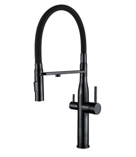 Смеситель для кухни на две воды с гибким изливом MiX VTM-021 Black Refl. Black Смеситель для кухни на две воды с гибким изливом MiX VTM-021 Black Refl. Black