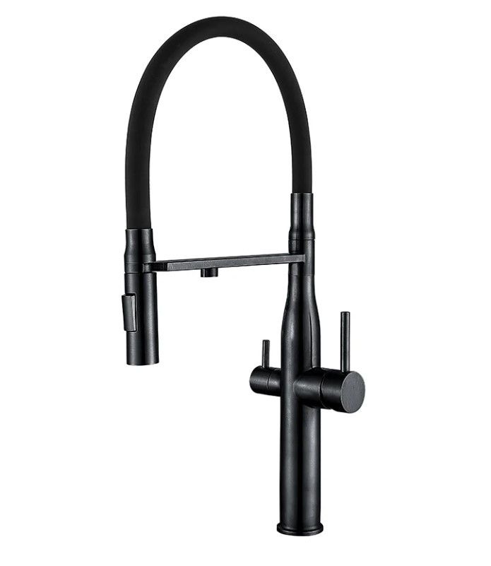 Смеситель для кухни на две воды с гибким изливом MiX VTM-021 Black Refl. Black Смеситель для кухни на две воды с гибким изливом MiX VTM-021 Black Refl. Black