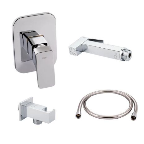 Комплект для душу Qtap Chrome: Змішувач для душу QTNAM6025102NC + Шланг QTHADPVC120C + Лійка QTCRMB120 +