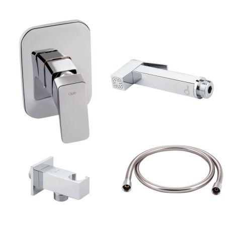 Комплект для душу Qtap Chrome: Змішувач для душу QTNAM6025102NC + Шланг QTHADPVC120C + Лійка QTCRMB120 +