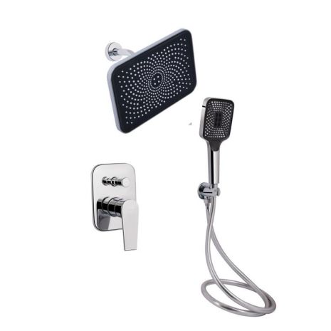 Комплект для душа Qtap Chrome: Смеситель QTST6245102DC + Лейки (QTRUC125CRM45954,QTHLA107CRM45784) + Шланг Комплект для душа Qtap Chrome: Смеситель QTST6245102DC + Лейки (QTRUC125CRM45954,QTHLA107CRM45784) + Шланг