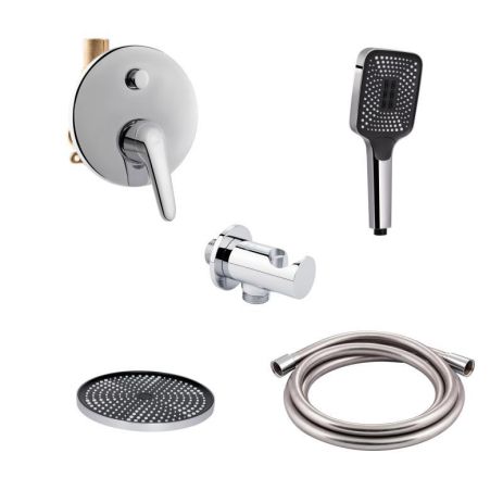 Комплект для душа Qtap Chrome: Смеситель QTOS6212107ODC + Лейки (QTRUC125CRM45952,QTHLA107CRM45948) + Шланг Комплект для душа Qtap Chrome: Смеситель QTOS6212107ODC + Лейки (QTRUC125CRM45952,QTHLA107CRM45948) + Шланг