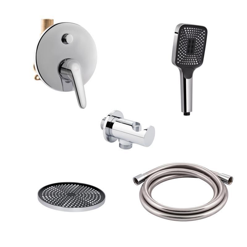 Комплект для душа Qtap Chrome: Смеситель QTOS6212107ODC + Лейки (QTRUC125CRM45952,QTHLA107CRM45948) + Шланг Комплект для душа Qtap Chrome: Смеситель QTOS6212107ODC + Лейки (QTRUC125CRM45952,QTHLA107CRM45948) + Шланг