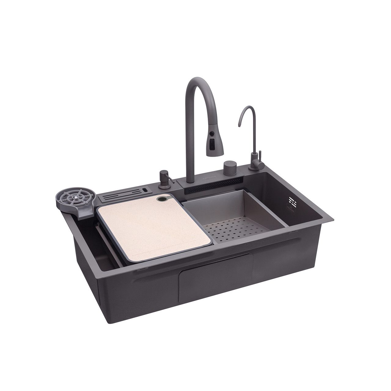 Кухонна мийка Kroner KRP Schwarze — SET7545NG PVD (3.0/0.8 мм) Кухонна мийка Kroner KRP Schwarze — SET7545NG PVD (3.0/0.8 мм)