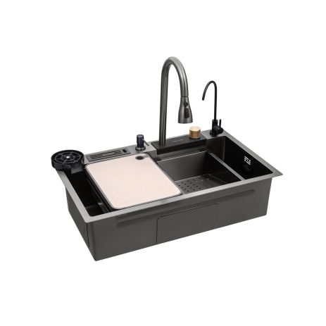 Кухонна мийка Kroner KRP Schwarze — SET7545NB PVD (3.0/0.8 мм) Кухонна мийка Kroner KRP Schwarze — SET7545NB PVD (3.0/0.8 мм)