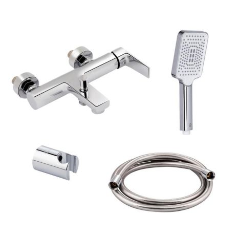 Комплект для ванни Qtap STENAVA: Змішувач QTST3045102DC + Лійка QTRUC125CRM45779 + Шланг QTHADPVC160C +