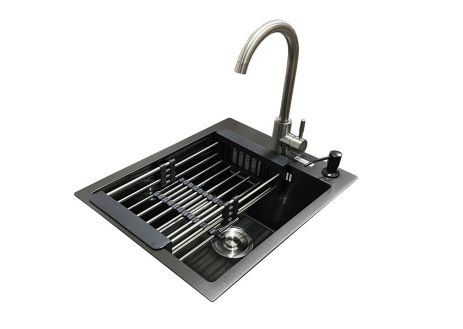 Комплект мийка + змішувач Romzha Arta U-350S BL (A)