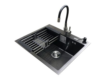 Комплект мийка + змішувач Romzha Arta U-550S Max BL (C)